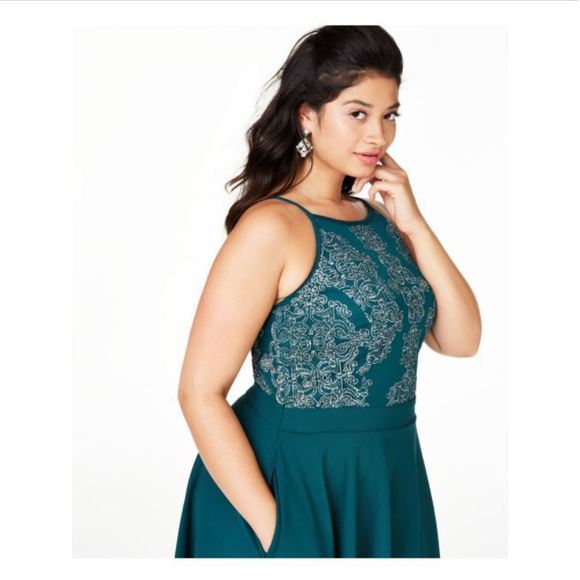 Speechless Women's Trendy High Low Fit & Flare Dress Green Size 18 - Picture 3 of 3